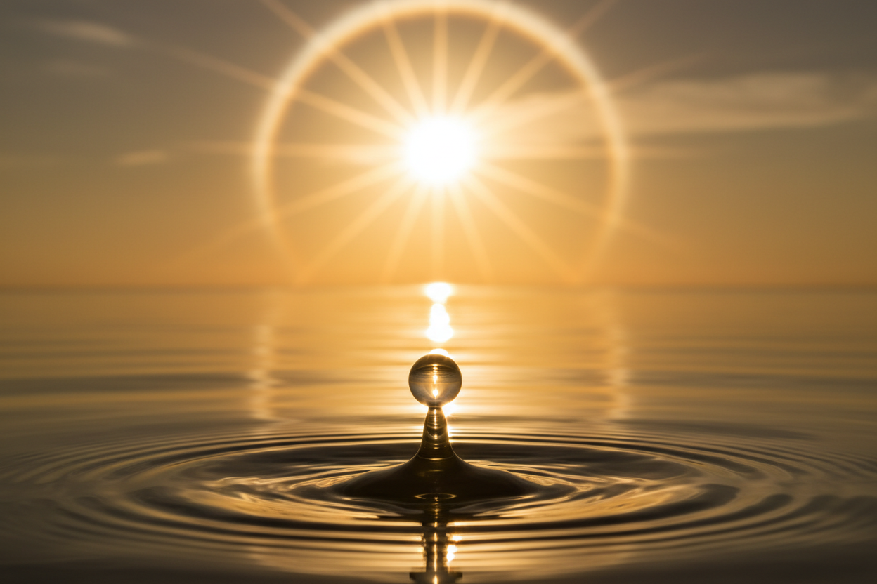 Hyperrealistic Sun in Full Glory — Ocean Drop